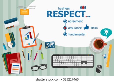Respect and flat design illustration concepts for business analysis, planning, consulting, team work, project management. Respect concepts for web banner and printed materials.