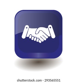 respect (handshake) icon on dark blue button