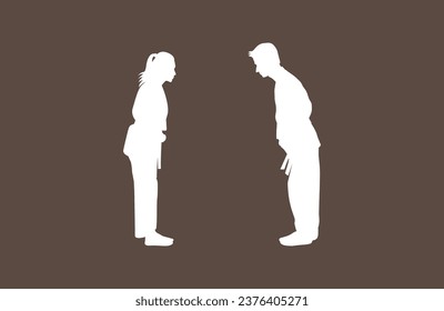 Respect and honor each other before and after competing in sports. karate silhouette vector. Boxing and competition silhouettes vector image,