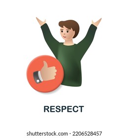 Respect icon. 3d illustration from company value collection. Creative Respect 3d icon for web design, templates, infographics and more