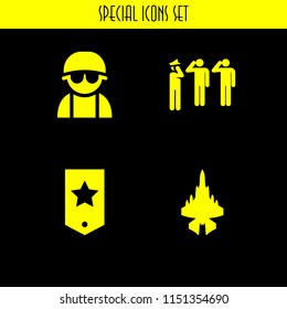 respect icon. 4 respect set with army vector icons for web and mobile app