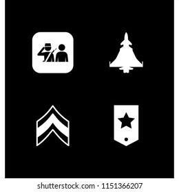 respect icon. 4 respect set with soldier with gun saluting a man and army vector icons for web and mobile app