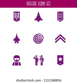 respect icon. 9 respect set with salute and army vector icons for web and mobile app