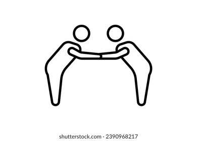 respect icon. bowing with handshake. icon related to core values, business, deal. line icon style. simple vector design editable