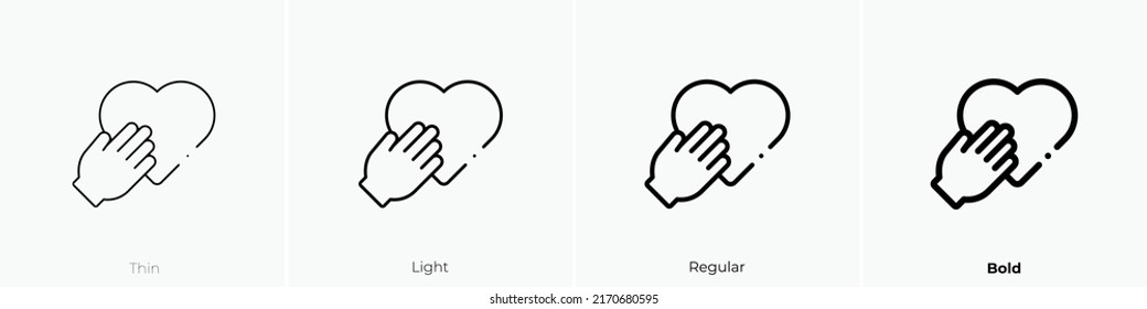 respect icon. Thin, Light Regular And Bold style design isolated on white background