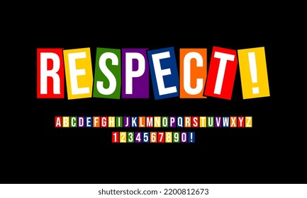 RESPETO, letras y números en el cuadro con color completo, Tipo de letra