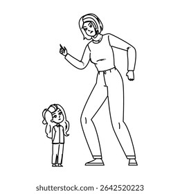 respect mother scolding daughter vector. boundaries communication, behavior responsibility, conflict authority respect mother scolding daughter character. people black line pencil drawing illustration