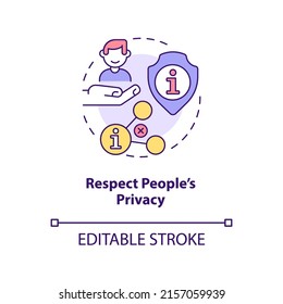 Respect People Privacy Concept Icon. Internet Communication. Netiquette Rule Abstract Idea Thin Line Illustration. Isolated Outline Drawing. Editable Stroke. Arial, Myriad Pro-Bold Fonts Used