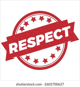 Respect round stamp icon grunge distressed style