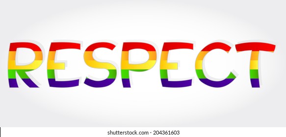 Respect stylized word with rainbow. Respect word