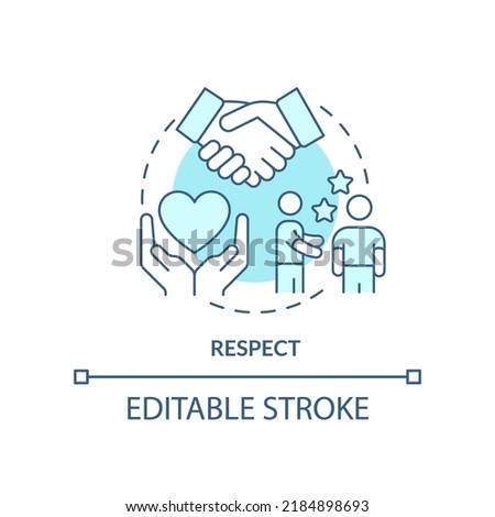 Respect turquoise concept icon. Business ethics component abstract idea thin line illustration. Ethical communication. Isolated outline drawing. Editable stroke. Arial, Myriad Pro-Bold fonts used