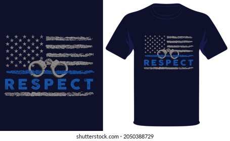 Respect usa grunge police flag t-shirt design