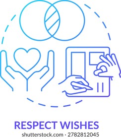 Respect wishes blue gradient concept icon. Build healthy relationships abstract idea thin line illustration. Compromising with partner. Isolated outline drawing