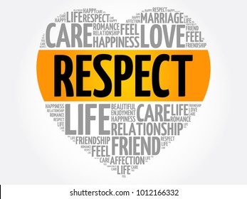 Respect word cloud collage, heart concept background