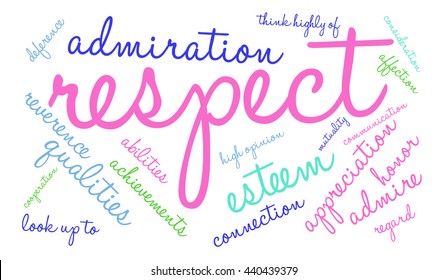Respect word cloud on a white background. 