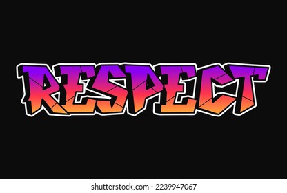 Respect word trippy psychedelic graffiti style letters.Vector hand drawn doodle cartoon logo Respect illustration. Funny cool trippy letters, fashion, graffiti style print for t-shirt, poster concept