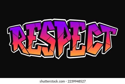 Respect word trippy psychedelic graffiti style letters.Vector hand drawn doodle cartoon logo Respect illustration. Funny cool trippy letters, fashion, graffiti style print for t-shirt, poster concept