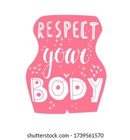 respect your body vector hand drawn lettering