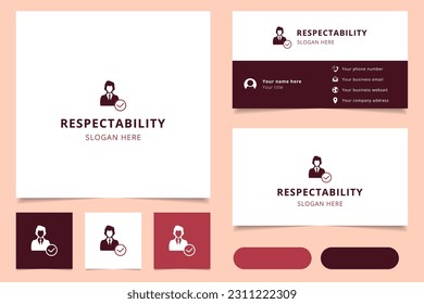 Respectability logo design with editable slogan. Branding book and business card template.