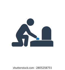 Respectful Cemetery Burial Mourning Icon Isolated On White Background