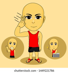 respectful expression, Vector cartoon illustration, the character of a cute and funny little boy