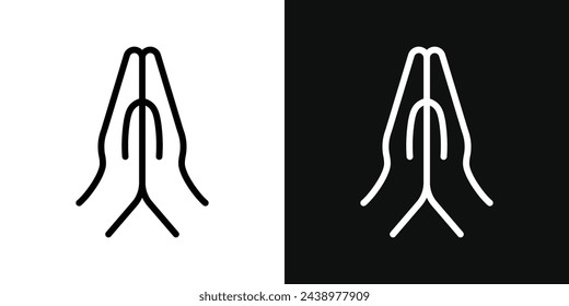 Respectful Hand Fold Icon. Namaste and Apology Symbol. Thank You Gesture Sign