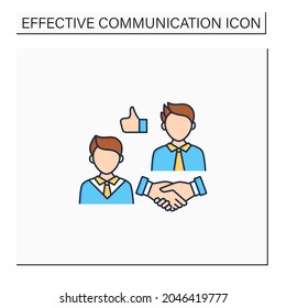 Respectfulness color icon. Respect between communicators.Strong personality.Perfect interlocutor. Effective communication concept. Isolated vector illustration