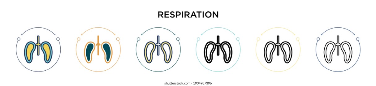 Respiration icon in filled, thin line, outline and stroke style. Vector illustration of two colored and black respiration vector icons designs can be used for mobile, ui, web