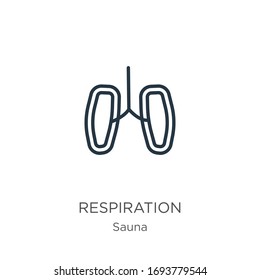 Icono de respiración. Icono de contorno de respiración lineal delgado aislado en fondo blanco de la colección de sauna. Signo vectorial de línea, símbolo para web y móvil