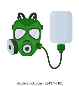 Respirator for breathing protection or poison mask on white background. Colorful gas mask cartoon illustration. Protection from smoke or chemicals. Healthcare, defense concept
