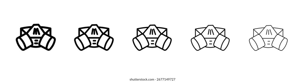 Respirador com ícone de cartuchos de filtro logotipo de conjunto de ilustração plana
