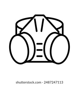 Respirator with filter cartridges linear logo mark in black and white