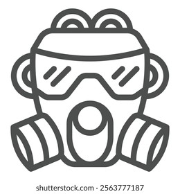 Respirator with filters line icon, firefighter service concept. Vector graphics. Protective gas mask sign on white background, outline style icon for mobile or web design