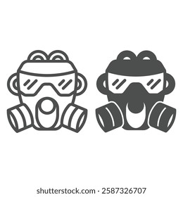 Respirator with filters line and solid icon, firefighter service concept. Vector graphics. Protective gas mask sign on white background, outline style icon for mobile or web design