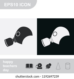 Respirator flat black and white vector icon.