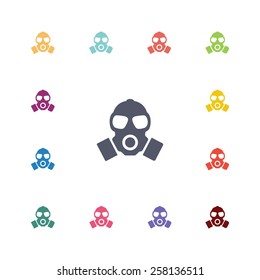 respirator flat icons set. Open colorful buttons 
