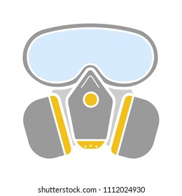 Respirator glyph color icon. Gas mask. Pest control equipment. Silhouette symbol on white background with no outline. Negative space. Vector illustration