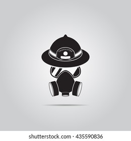 respirator and helmet vector icon for web and mobile