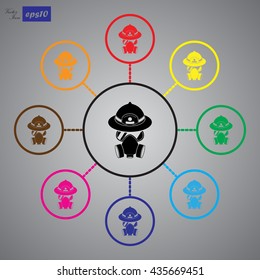 respirator and helmet vector icon for web and mobile