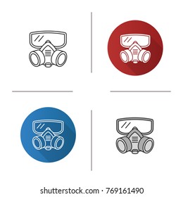 Respirator icon. Flat design, linear and color styles. Gas mask. Pest control equipment. Isolated vector illustrations