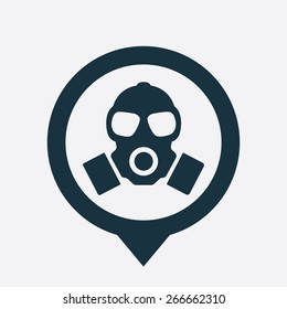 respirator icon map pin on white background
