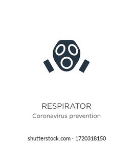 Vector de icono de respirador. Icono moderno del respirador plano de la colección Coronavirus Prevention aislado en fondo blanco. La ilustración vectorial se puede utilizar para diseño gráfico web y móvil, logotipo, eps10