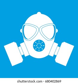 Respirator icon white isolated on blue background vector illustration