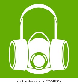 Respirator icon white isolated on green background. Vector illustration