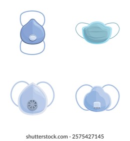 Respirator icons set cartoon vector. Virus protection respirator. Healthcare, disease prevention