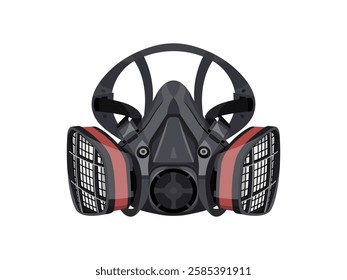 Respirator illustration design, protective equipment for breathing from airborne contaminants or chemical exposure, Reusable half-mask, realistic vector isolated on white background