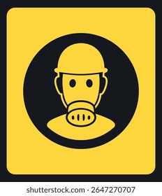 Ícone de máscara respiratória com capacete de segurança para proteção contra riscos industriais