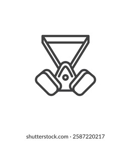 Respirator Mask line icon. linear style sign for mobile concept and web design. Face respirator with filters outline vector icon. Breathing safety symbol, logo illustration. Vector graphics