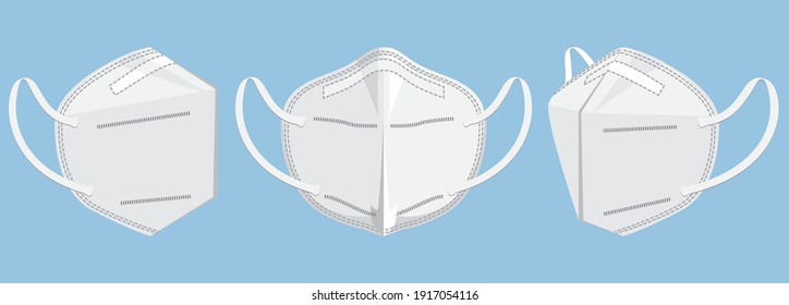 Respirator N95 face mask front and side view. Vector illustration.