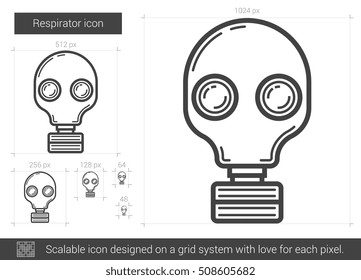 Respirator vector line icon isolated on white background. Respirator line icon for infographic, website or app. Scalable icon designed on a grid system.